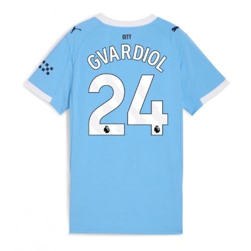 Maglia Calcio Manchester City Josko Gvardiol #24 Prima Divisa Donna 2025-26 Manica Corta